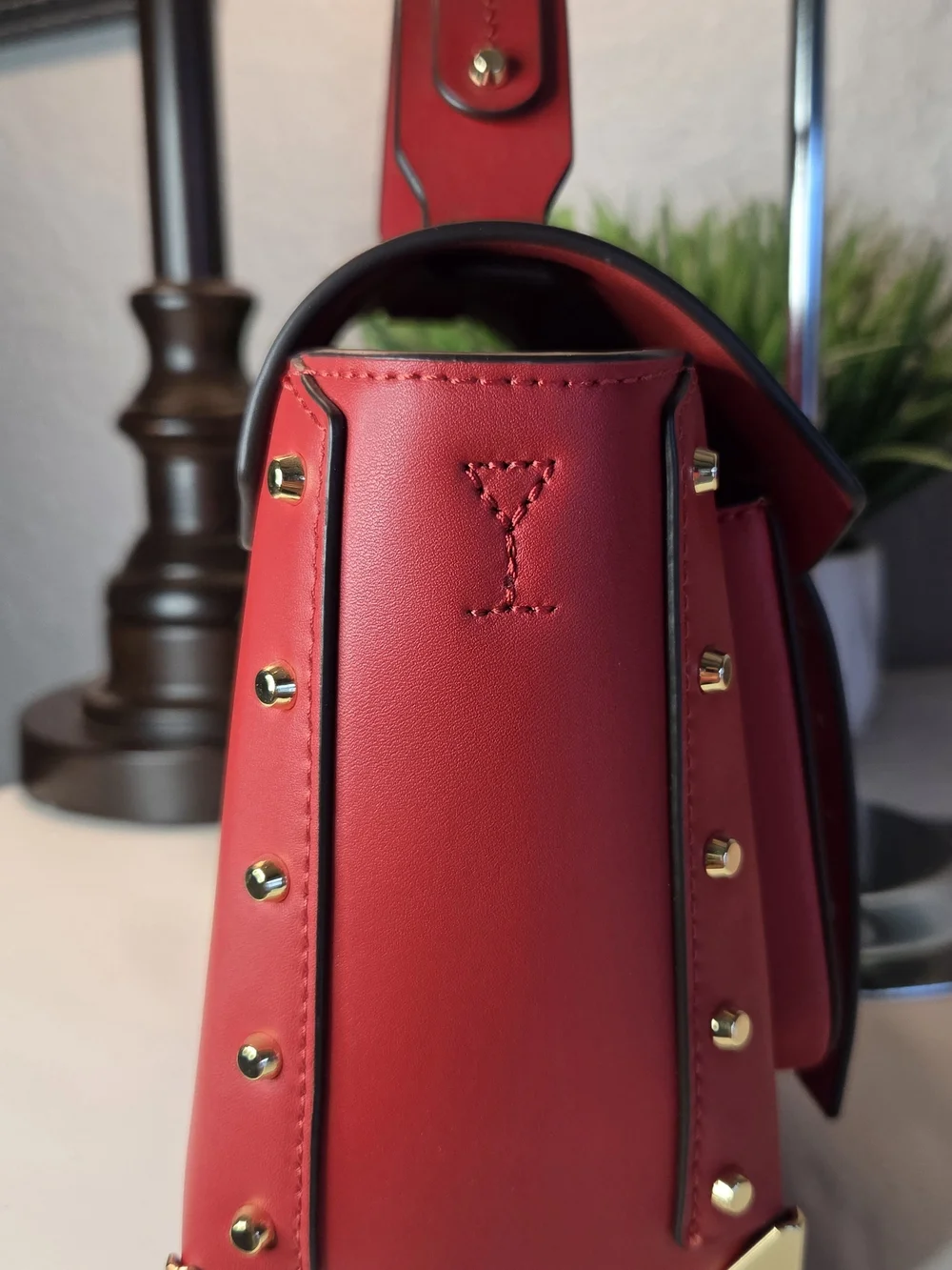 Michael Kors Manhattan Medium Flame Red Leather Satchel Crossbody